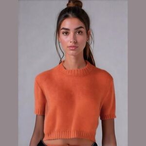 Little Mountain Burnt Orange Loose Knit Short Sleeve Blend Sweater Size S